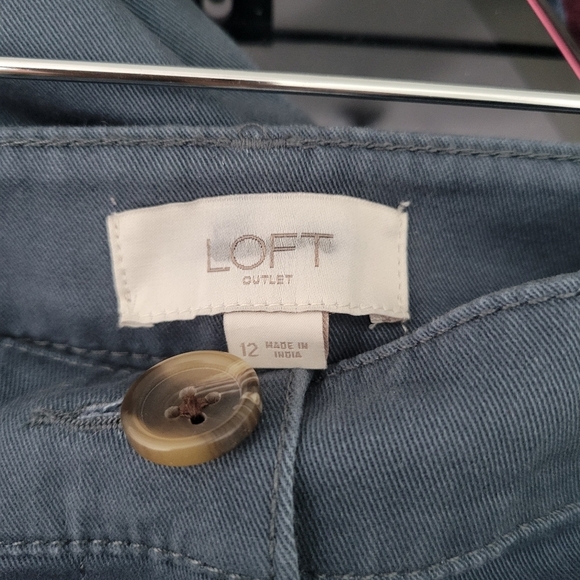 LOFT Women's High Rise Slim wide Leg Crop tylish Gray Pants New Size 12 - Picture 8 of 12